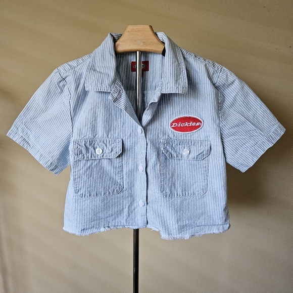 Dickies Tops - Dickies Women's Cropped Pinstripe Work Shirt - Size Small